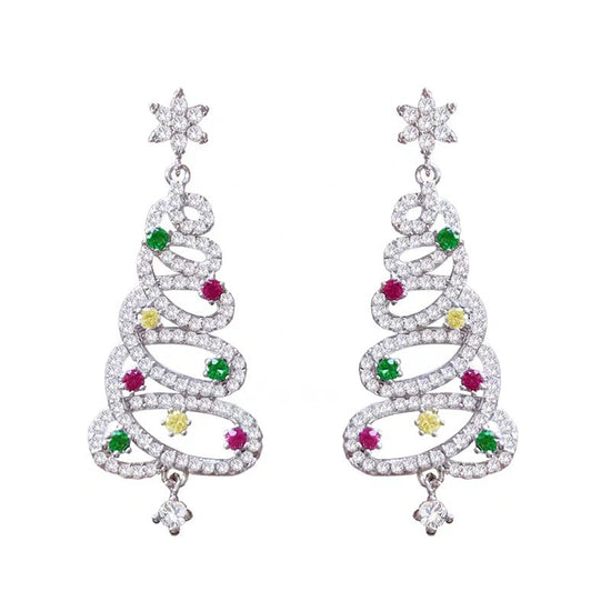 Christmas Tree Rhinestone Earrings